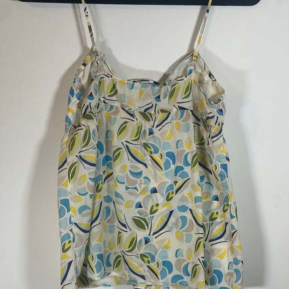 American Eagle Top Yellow Blue Floral V-Neck Empire Backless Sleeveless Sz 4 - Picture 2 of 4